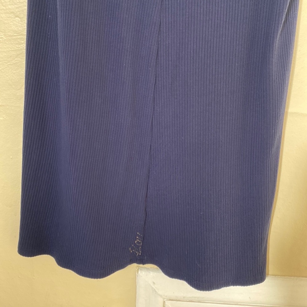 Reformation Cali Navy Ribbed Turtleneck Sleeveless Mini Dress - Picture 8 of 10